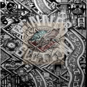 A black and white image of the cover art for the album.